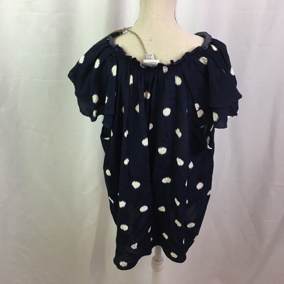 A New Day Polka Dot Flutter Sleeve Blouse Navy S - Picture 7 of 13